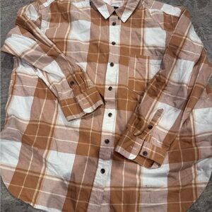 Universal Thread Men's Tan and White Plaid Shirt